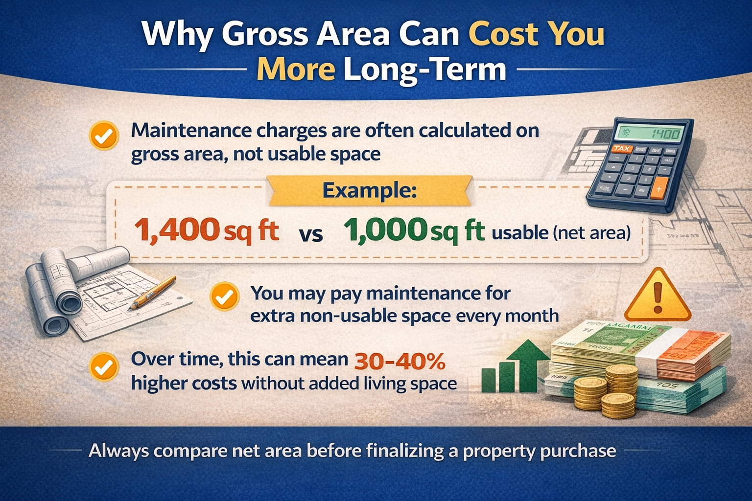 Property size comparison in Pakistan showing Marla, Kanal, and apartment net and gross area